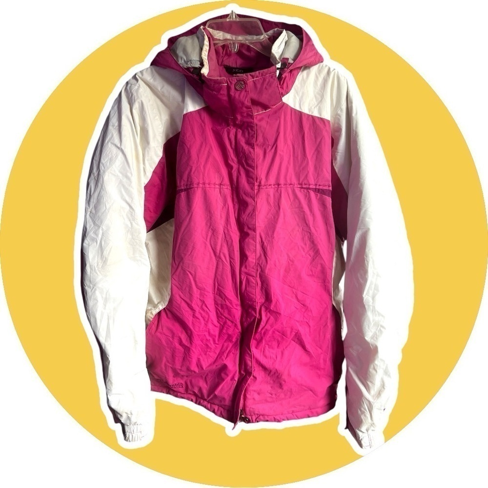 Columbia Pink White XCO Windbreaker Hooded Utility Jacket Extra Large